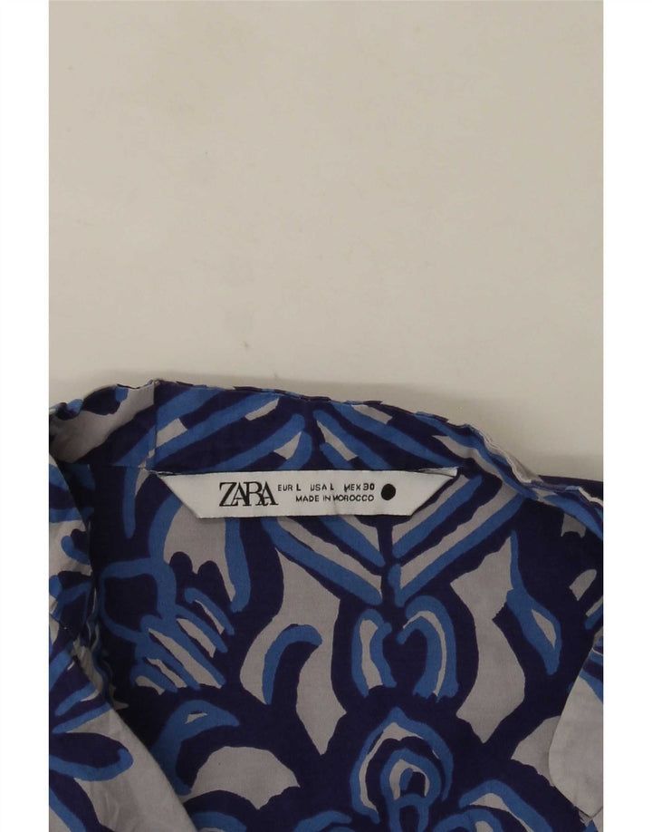 Zara Γυναικεία Μπλούζα Τοπ UK 16 Large Grey Floral