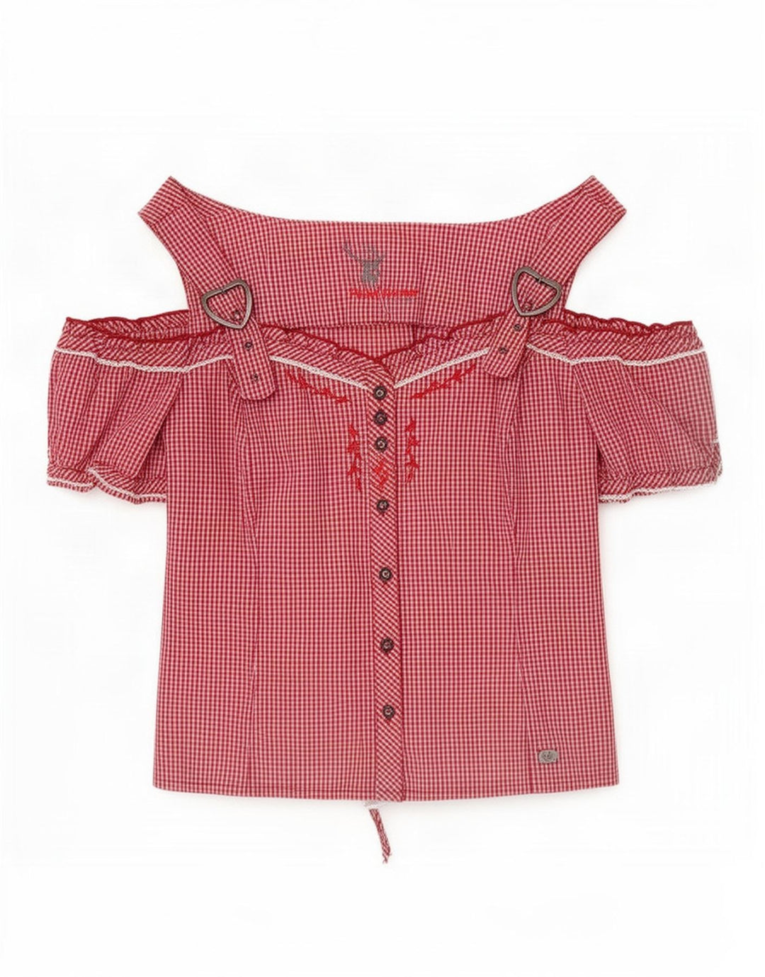 Spieth & Wensky Γυναικεία Μπλούζα Off Shoulder Top UK 14 Medium Red Gingham