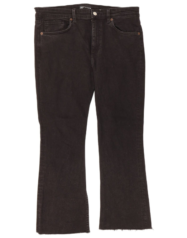 Zara Womens Crop Bootcut Jeans EU 44 XL W34 L24 Μαύρο βαμβακερό