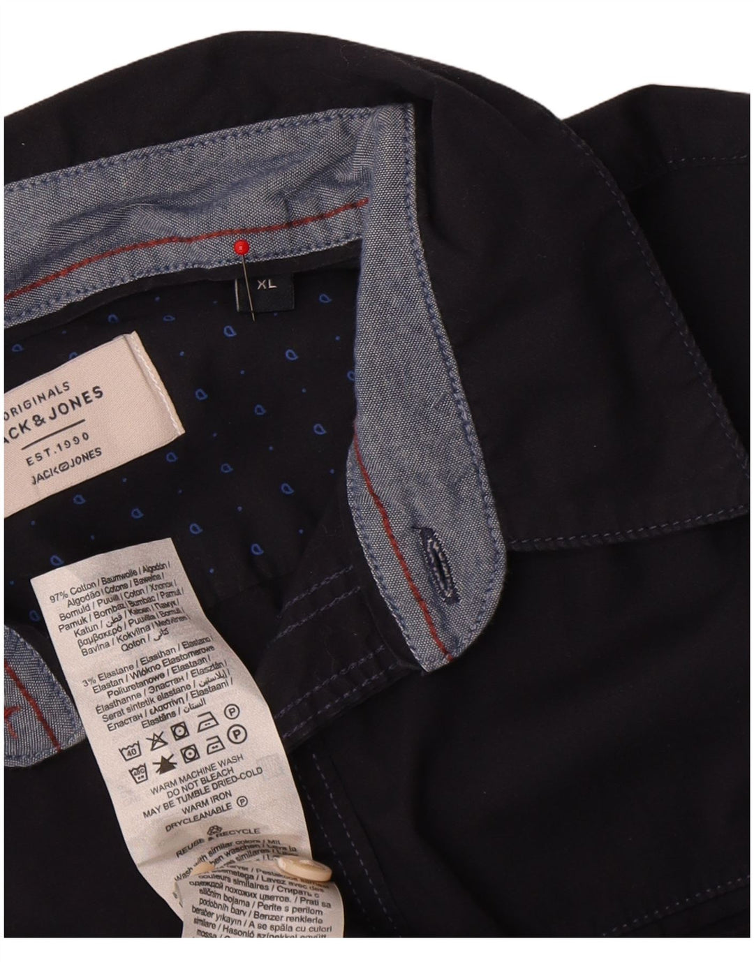 Jack & Jones Ανδρικό πουκάμισο XL Navy Blue Cotton