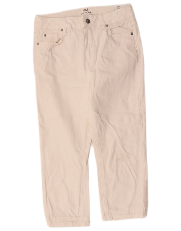 Marks & Spencer Γυναικεία Crop Slim Jeans UK 10 Small W28 L20 Λευκό βαμβακερό