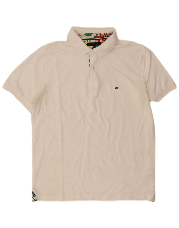 Tommy Hilfiger Ανδρικό μπλουζάκι Polo Slim Fit 2XL Λευκό βαμβακερό