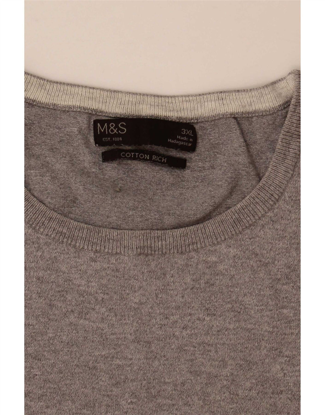 Marks & Spencer Ανδρικό πουλόβερ με λαιμόκοψη 3XL γκρι χρώματος
