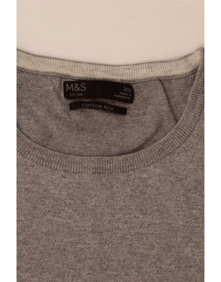 Marks & Spencer Ανδρικό πουλόβερ με λαιμόκοψη 3XL γκρι χρώματος