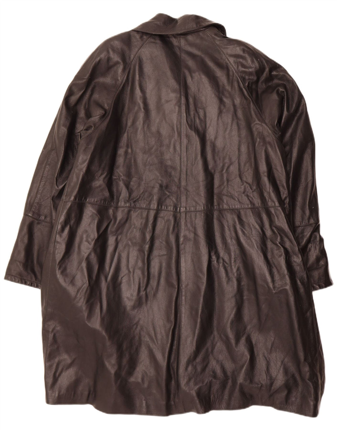 VINTAGE Womens Leather Coat IT 46 Large Black Leather
