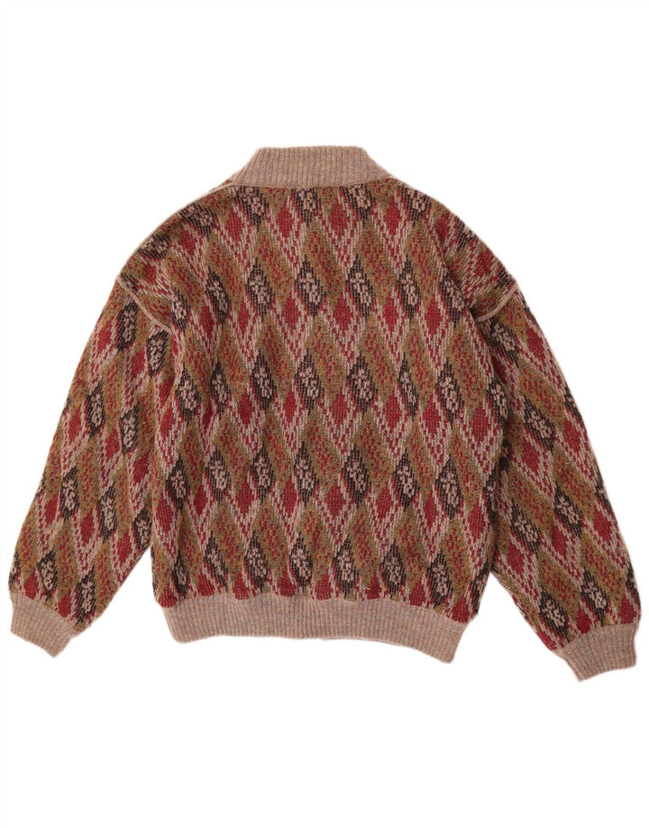 Carlo Ανδρικό πλεκτό μπουφάν μπουφάν EU 50 Μεγάλο πολύχρωμο μαλλί Argyle/Diamond