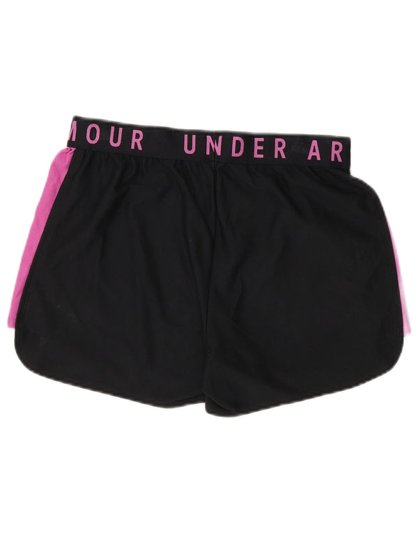 Under Armour Womens Heat Gear Sport Shorts UK 12 Medium Black Colourblock