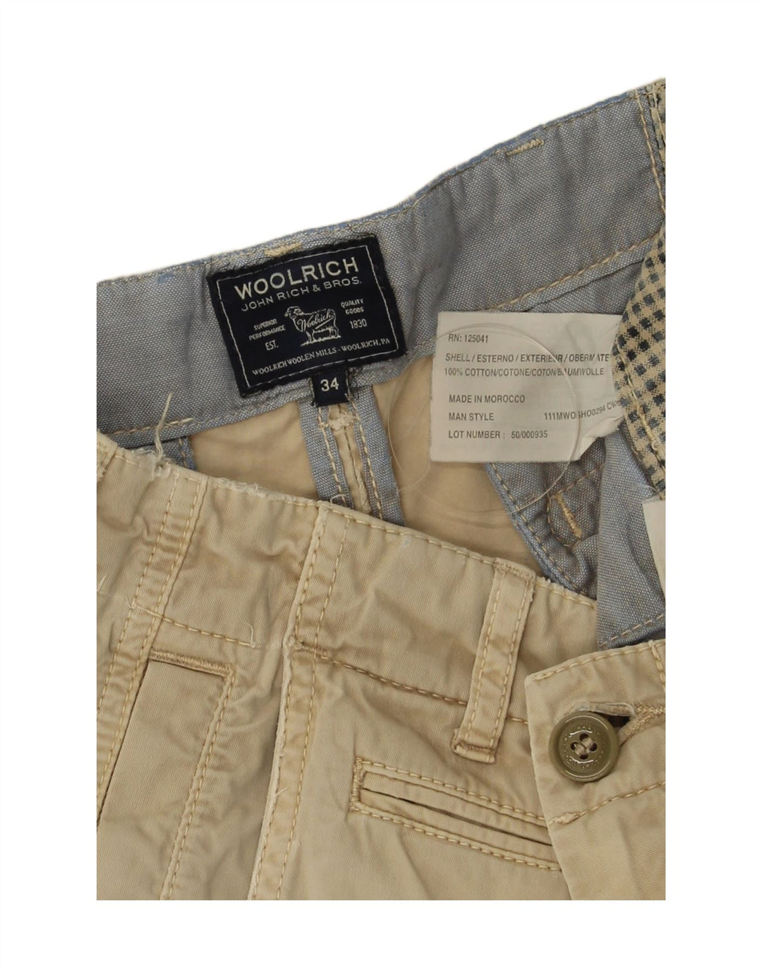 Ανδρικό σορτς Chino Woolrich W34 Μεγάλο μπεζ βαμβακερό