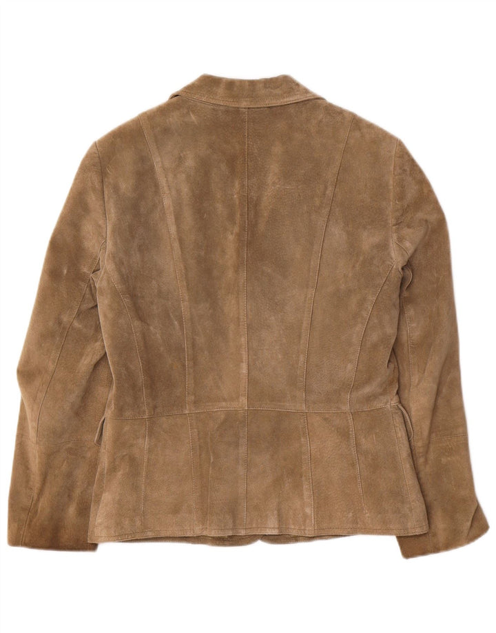 Taifun γυναικείο σουέτ σακάκι με 2 κουμπιά UK 10 Small Khaki Leather