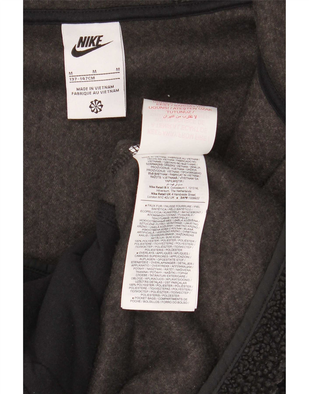 Μπουφάν Nike Boys με κουκούλα Fleece 10-11 ετών μεσαίο μαύρο πολυεστέρα