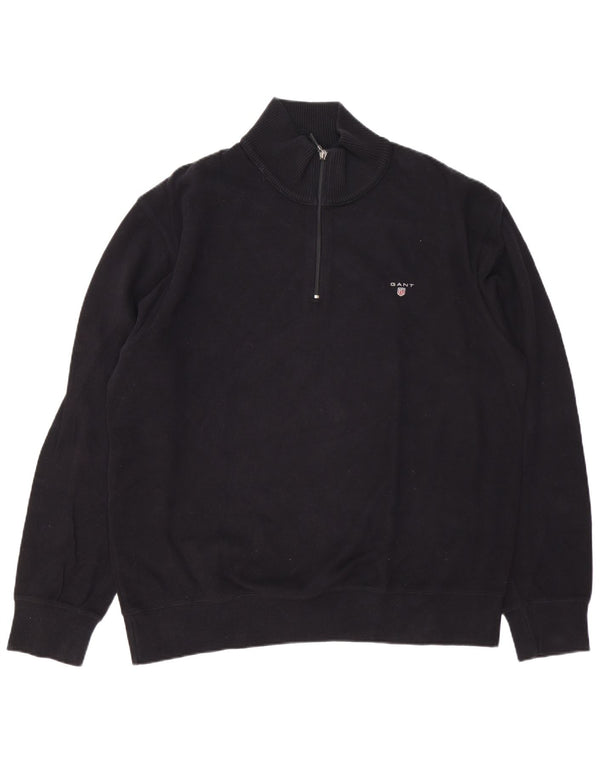 Ανδρικό πουλόβερ με φερμουάρ GANT 2XL μαύρο βαμβακερό