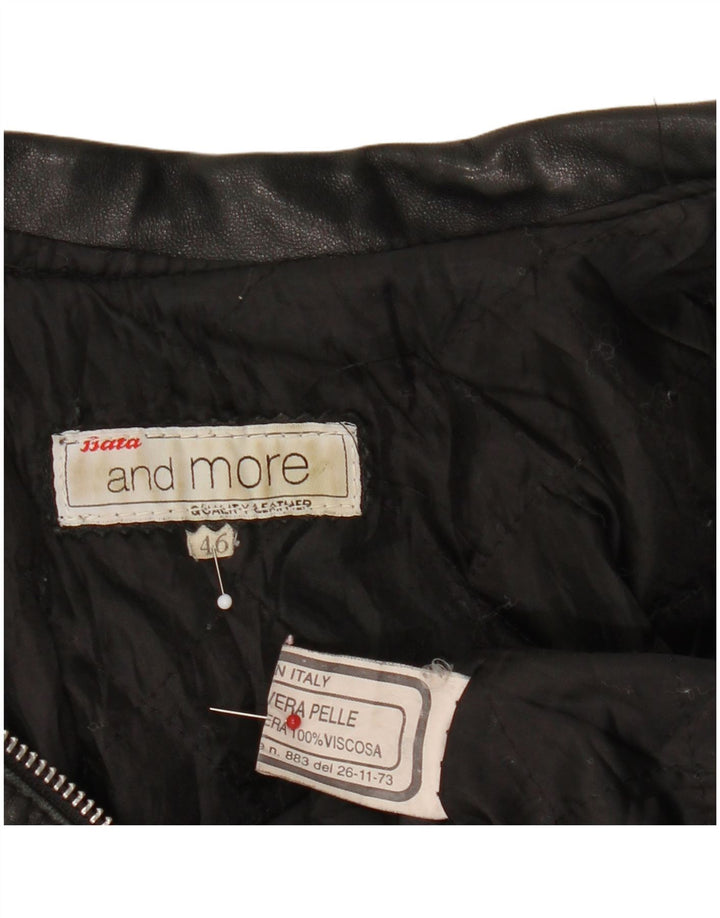 Bata and More Γυναικείο Crop Δερμάτινο Μπουφάν IT 46 Large Μαύρο