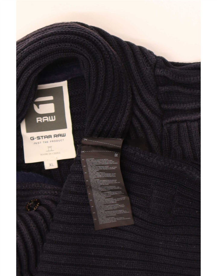 G-Star Ανδρικό πουλόβερ με κουμπιά λαιμόκοψη XL Navy Blue Cotton