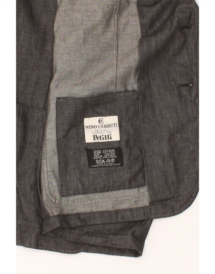 CERRUTI 1881 Mens 2 Button Blazer Jacket IT 50 Large Grey Cotton Vintage Cerruti 1881 and Second-Hand Cerruti 1881 from Messina Hembry 