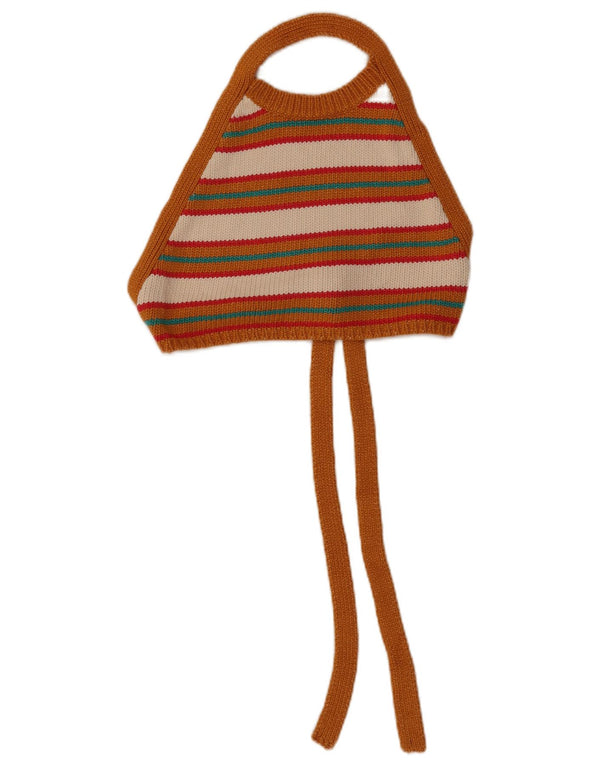 Zara Γυναικείο πλεκτό τοπ UK 8 Small πορτοκαλί ριγέ