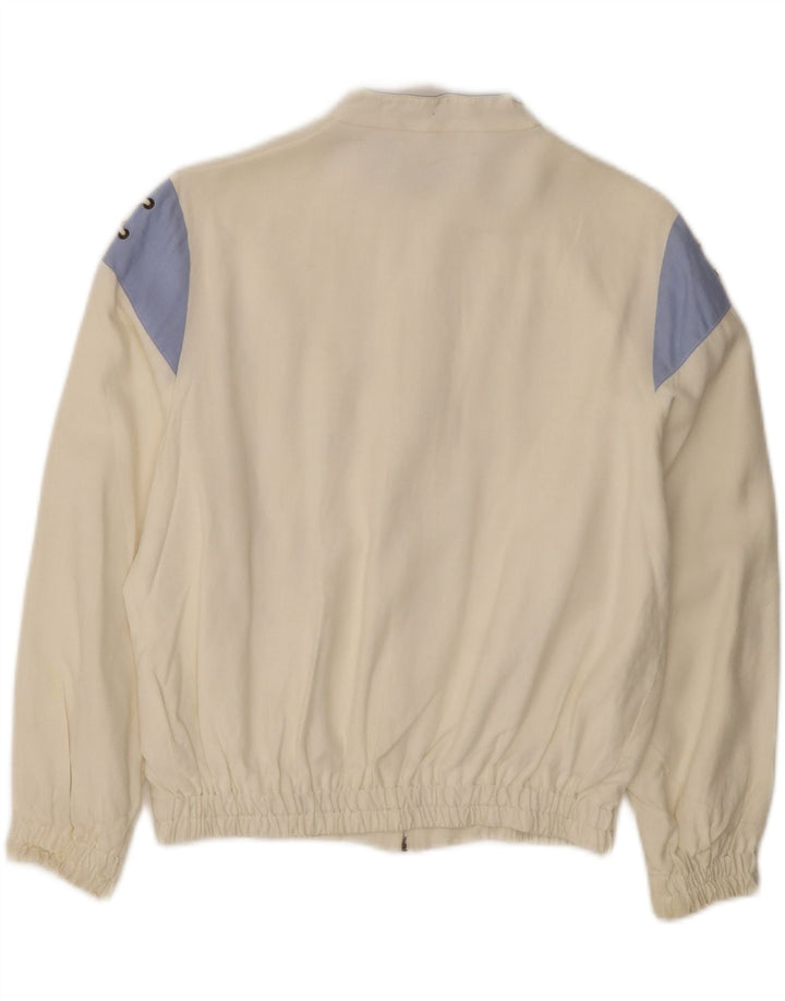 Γυναικείο μπουφάν VINTAGE Bomber UK 12 Medium Off White Colorblock Viscose