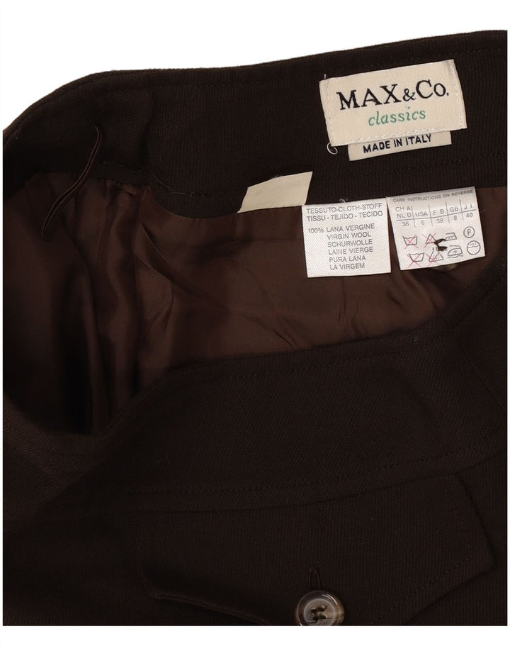 Max & Co. Γυναικεία μίνι φούστα UK 8 Small W26 καφέ παρθένο μαλλί