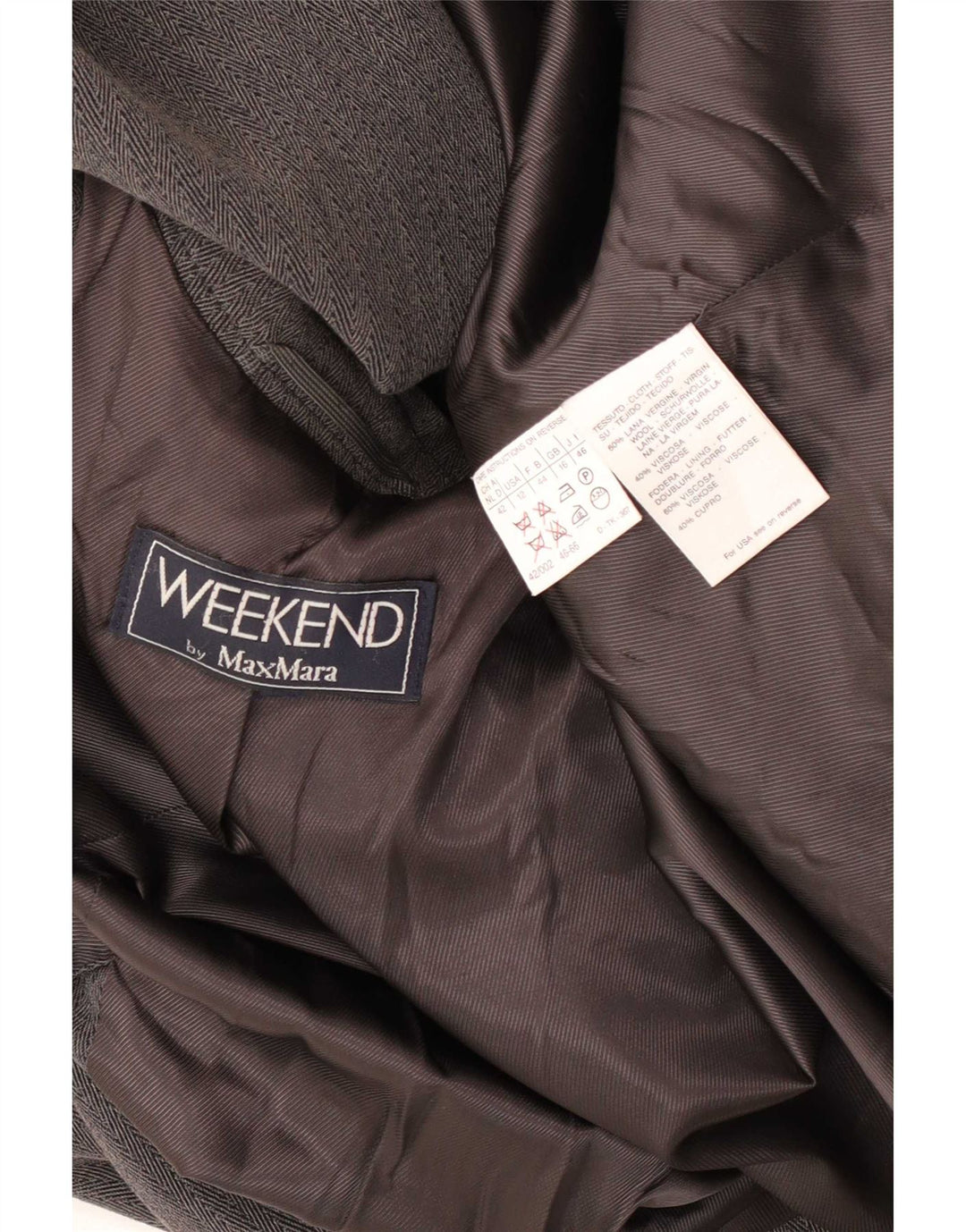 Max Mara Γυναικείο Σαββατοκύριακο Blazer Jacket UK 16 Large Grey Chevron