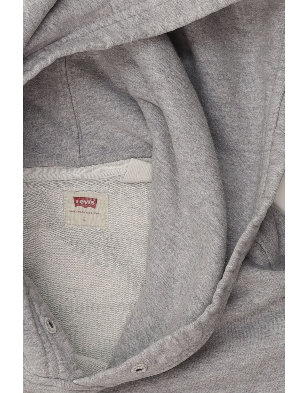 LEVI'S Mens Graphic Hoodie Jumper Large Grey Cotton