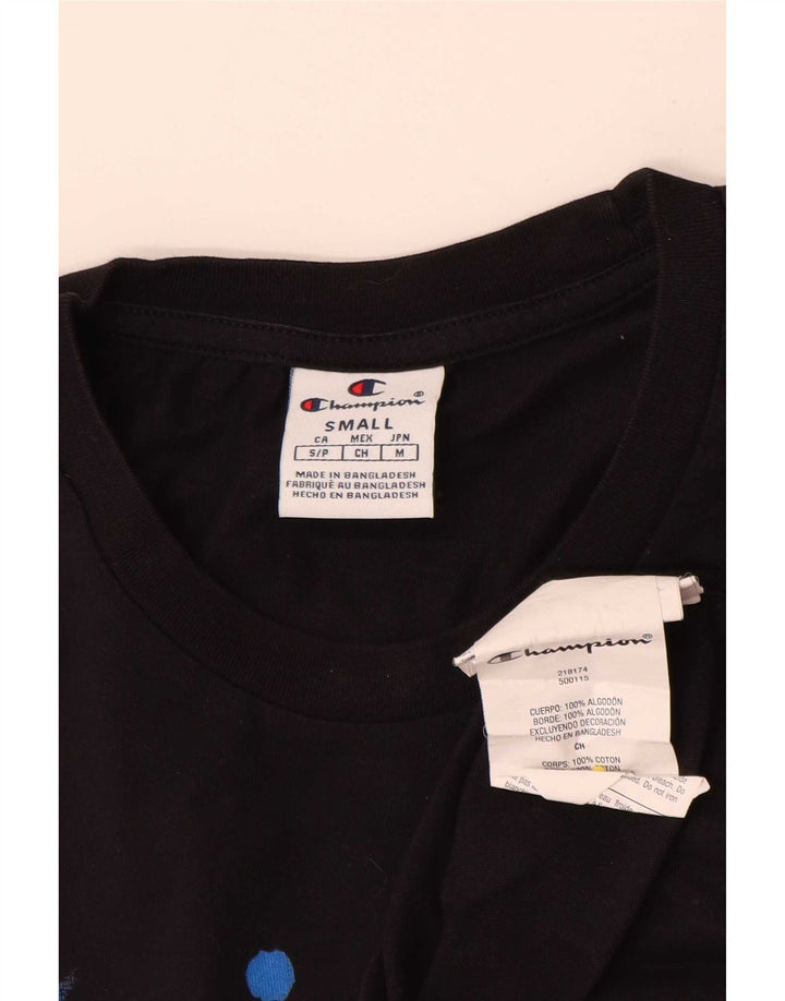 Champion Ανδρικό γραφικό T-Shirt Top Μικρό μαύρο βαμβακερό