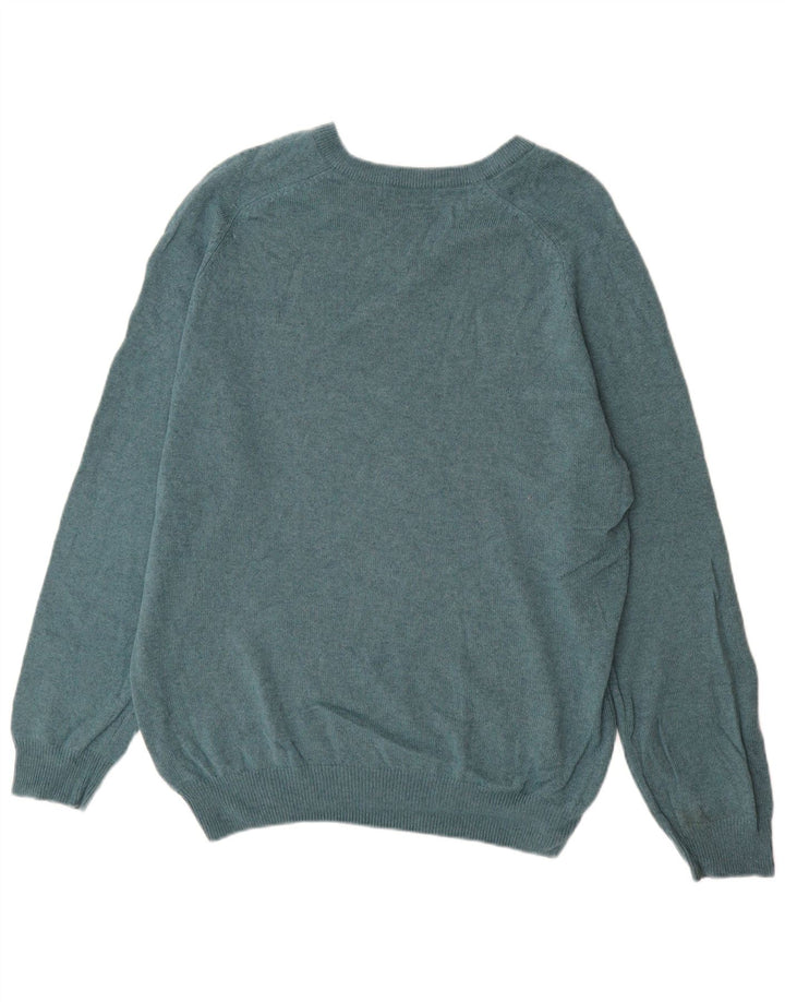 Ανδρικό πουλόβερ Marks & Spencer Blue Harbor με λαιμόκοψη με λαιμόκοψη μεγάλο πράσινο