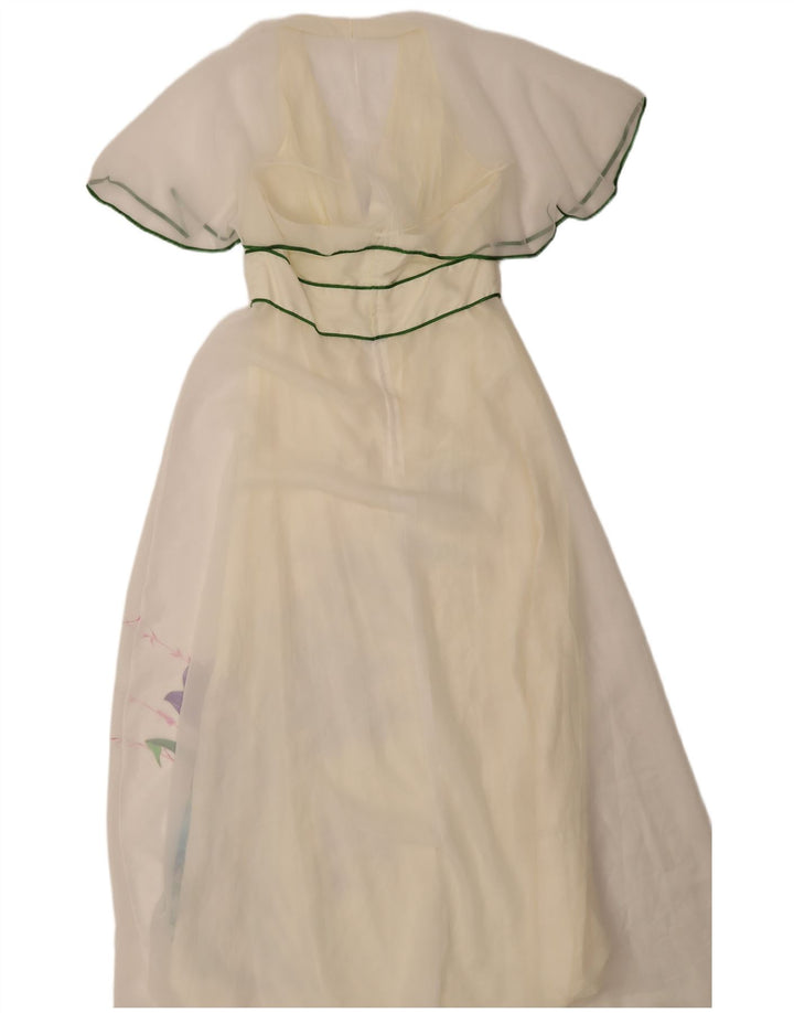 Vintage Γυναικείο Maxi Φόρεμα IT 46 Large White Floral Polyester