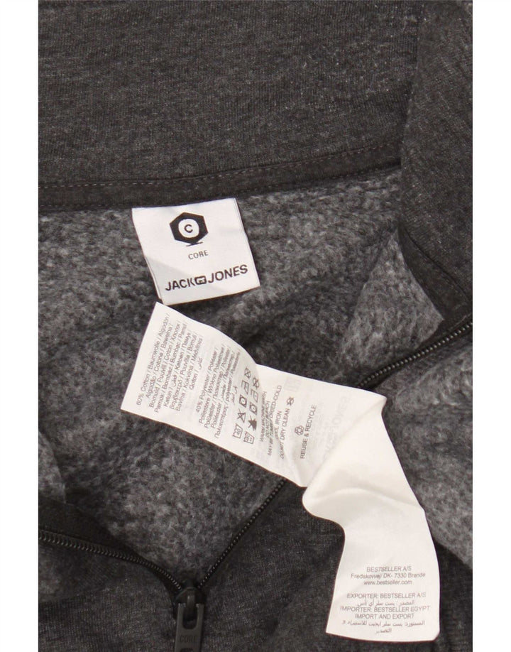 Jack & Jones ανδρικό φούτερ με φερμουάρ με λαιμόκοψη σε μεσαίο γκρι χρώμα