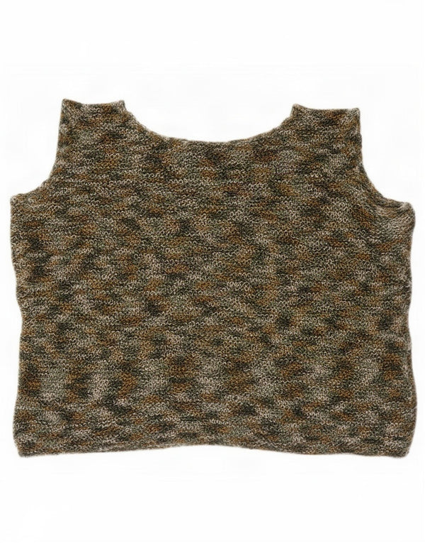 Vintage γυναικείο αμάνικο τοπ UK 14 Medium Khaki Flecked