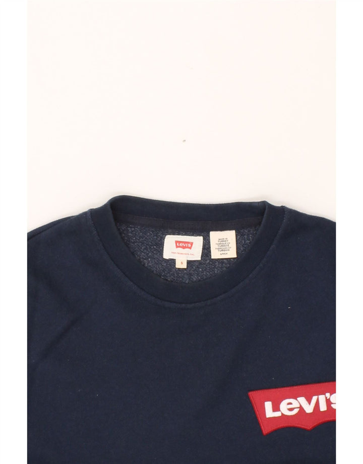 LEVI'S Mens Sweatshirt Jumper Small Navy Blue Cotton Vintage Levi's and Second-Hand Levi's from Messina Hembry 