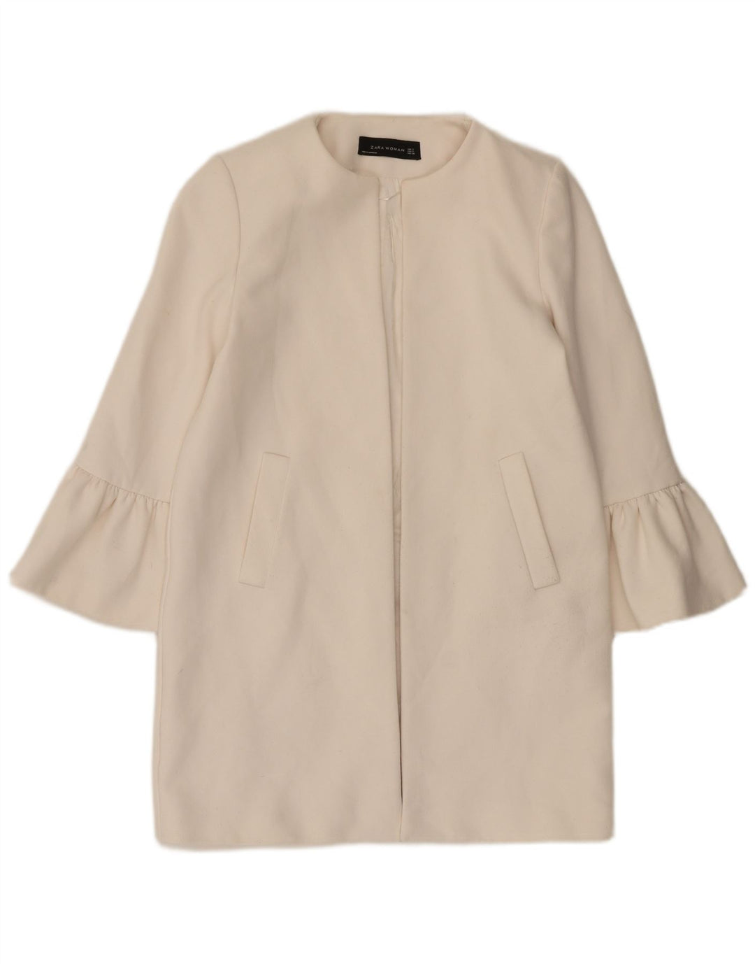 Zara Γυναικείο Longline Open Blazer Jacket UK 10 Small White Polyester