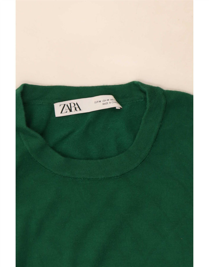 Zara Γυναικείο πουλόβερ με λαιμόκοψη UK 12 Medium Green
