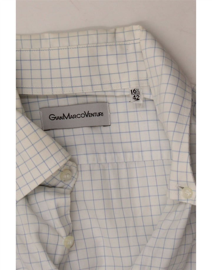 GIANMARCO VENTURI Mens Shirt Size 42 16 1/2 Large White Check Cotton