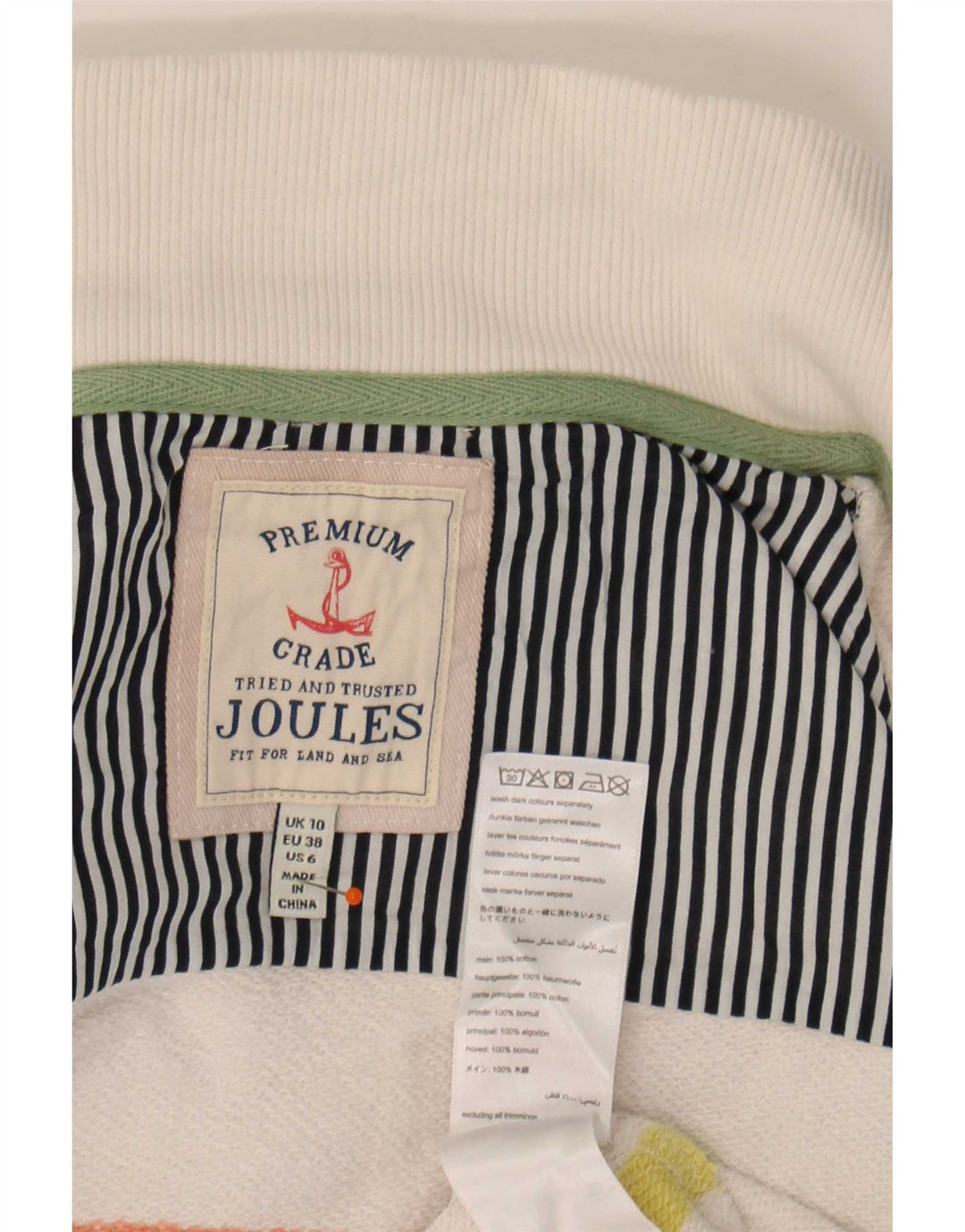 Joules Γυναικεία φούτερ με λαιμόκοψη Jumper UK 10 Small White ριγέ