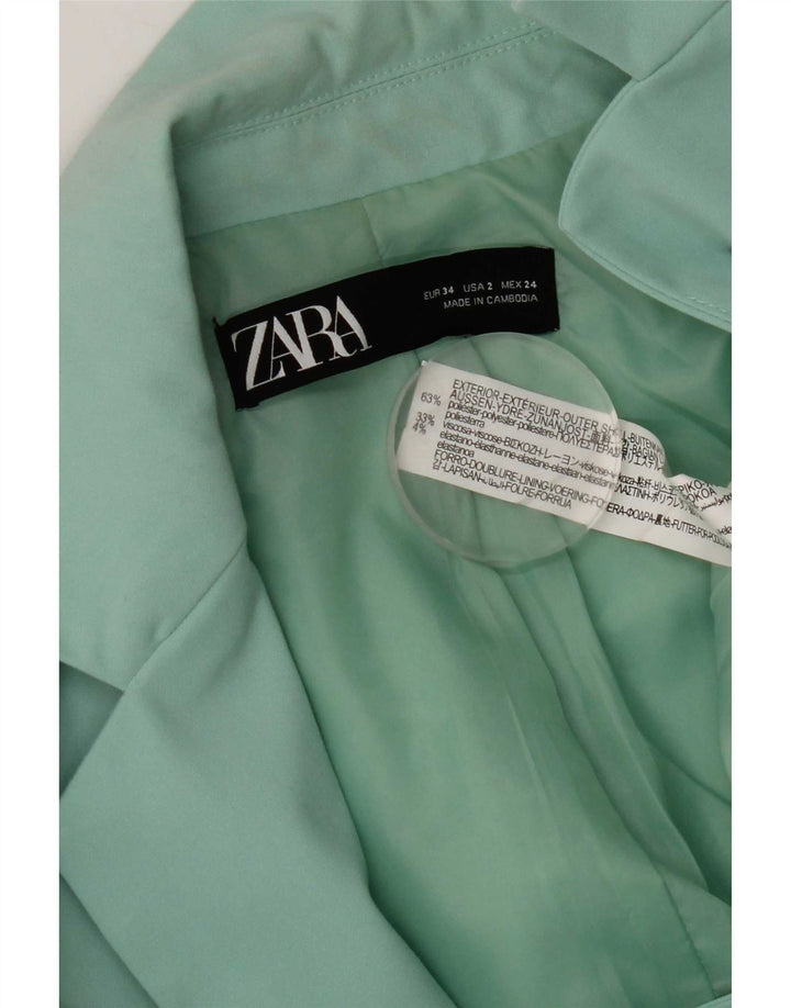 Zara Γυναικείο Μπουφάν σακάκι με 1 κουμπί EU 34 2XS Τυρκουάζ Πολυεστέρας