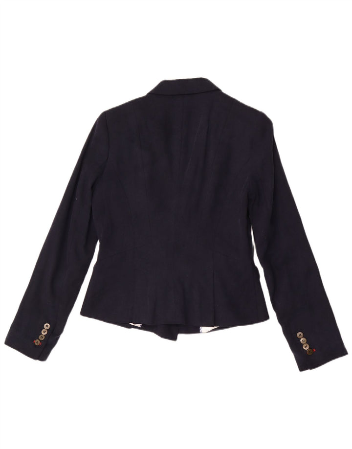 Zara Γυναικείο σακάκι Blazer με διπλό στήθος UK 12 Medium Navy Blue Lyocell