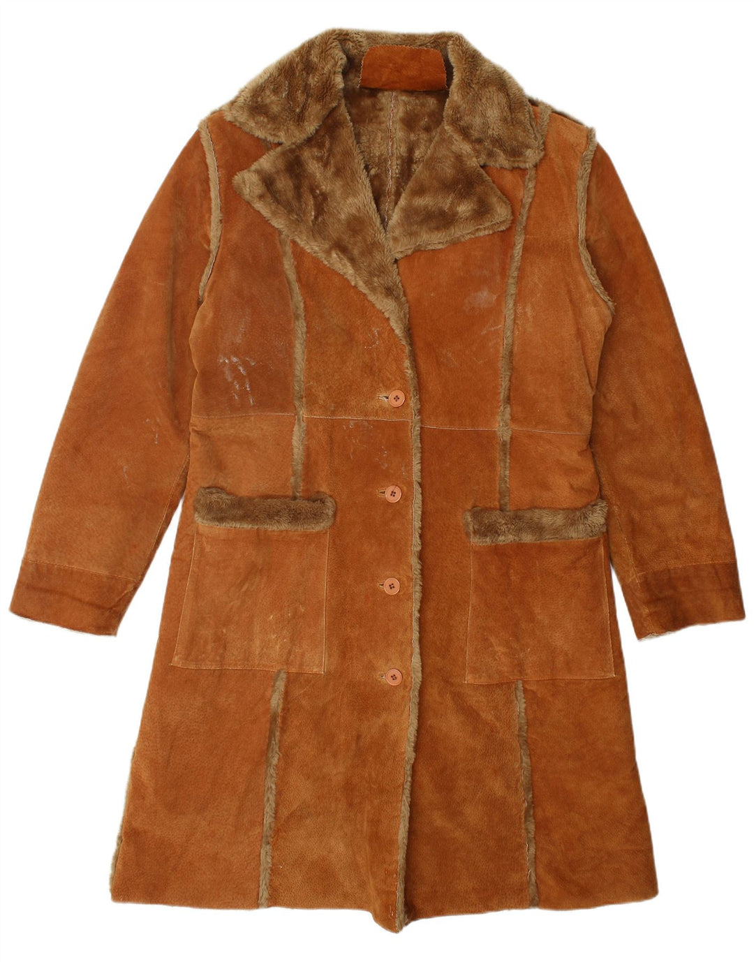 Vintage Γυναικείο Παλτό Shearling UK 18 XL Καφέ Δέρμα
