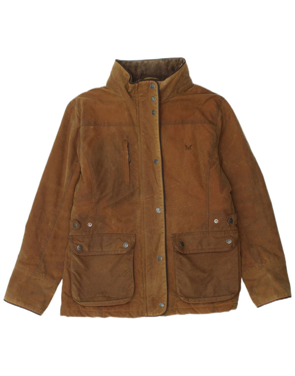 Crew Clothing Γυναικεία κερωμένη κουκούλα μπουφάν UK 14 μεγάλο καφέ