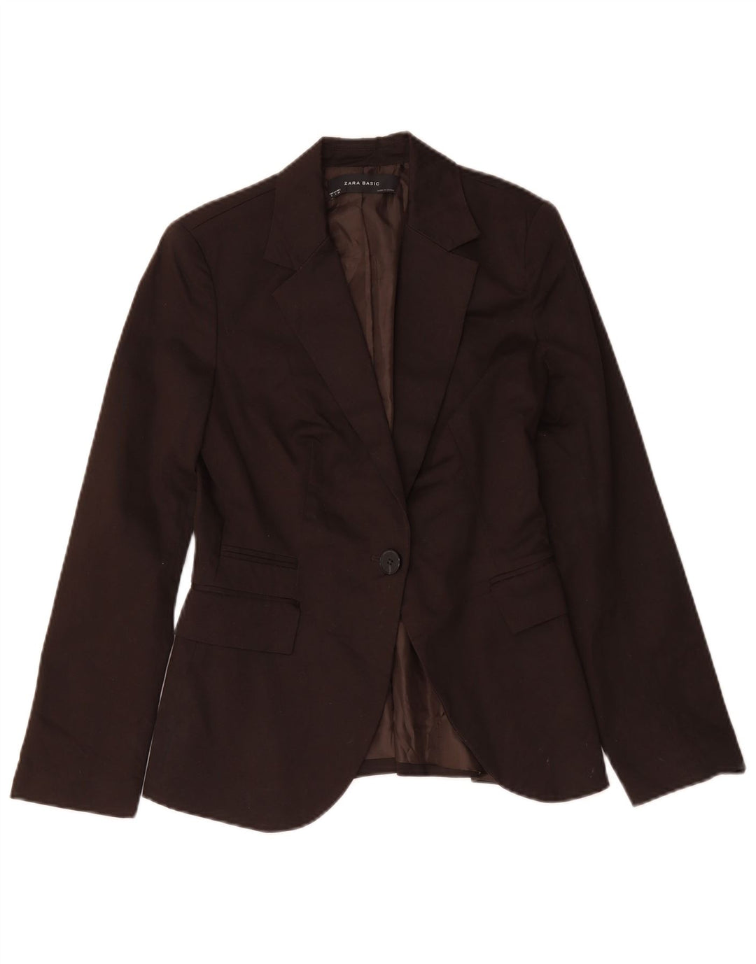 Zara Γυναικείο μπλέιζερ 1 κουμπιού μπουφάν UK 10 Small καφέ βαμβακερό