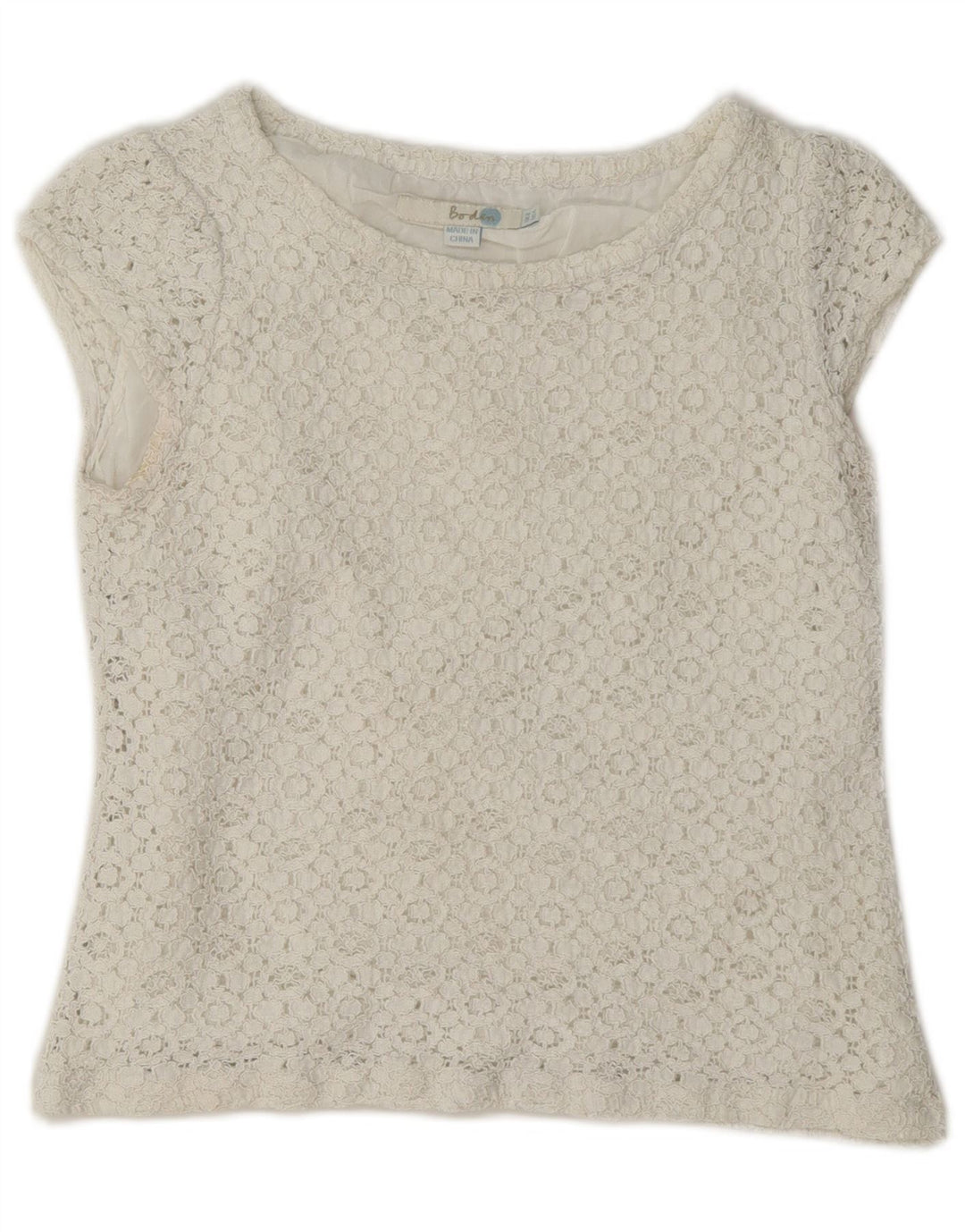 Boden Γυναικεία Crop Lace Μπλούζα Τοπ UK 8 Small White