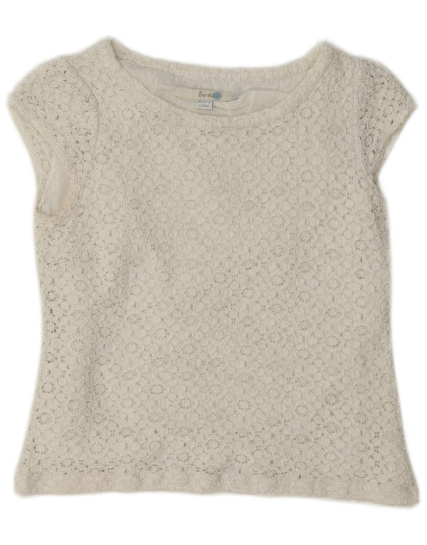 Boden Γυναικεία Crop Lace Μπλούζα Τοπ UK 8 Small White