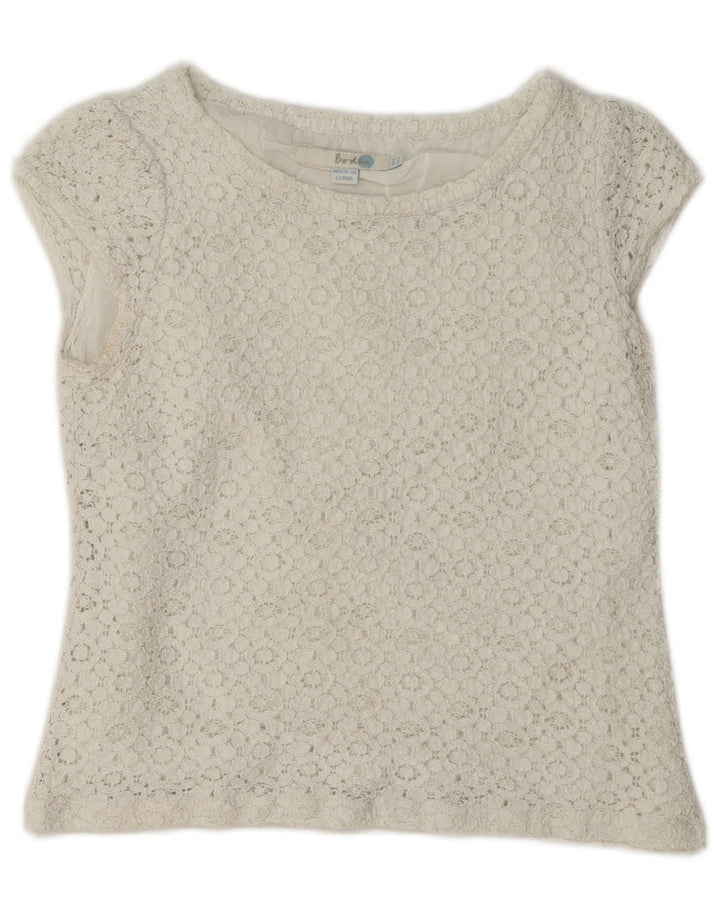 Boden Γυναικεία Crop Lace Μπλούζα Τοπ UK 8 Small White