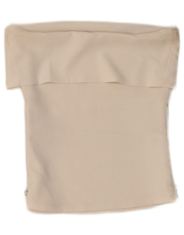 ZARA Womens Crop Off Shoulder Top UK 8 Small Off White