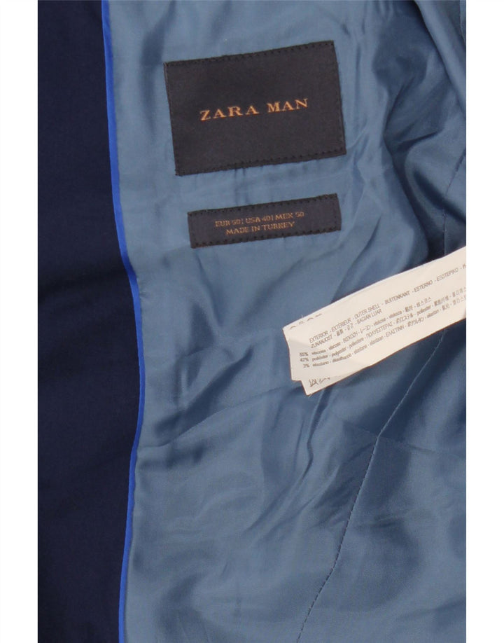ZARA Ανδρικό σακάκι μπλέιζερ με 2 κουμπιά EU 50 Medium Navy Blue Viscose