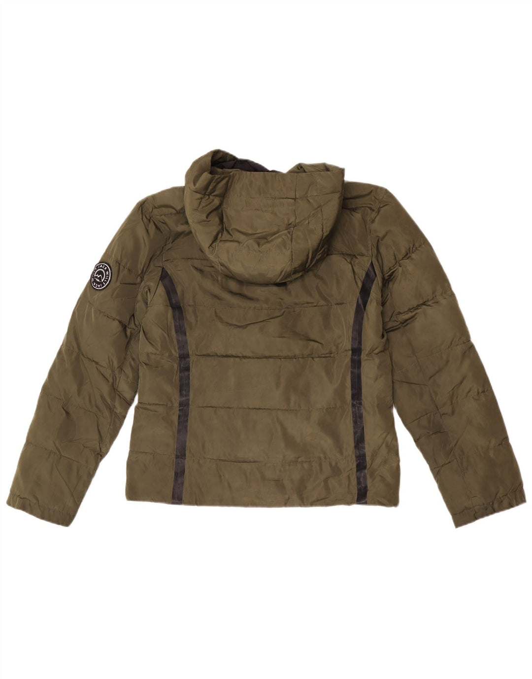 Jack Wills Γυναικείο μπουφάν με κουκούλα UK 10 Μικρό χακί ριγέ πολυεστέρα