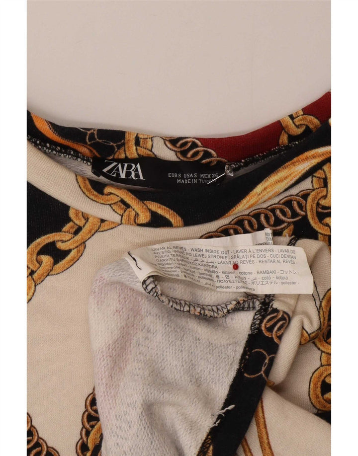 Γυναικεία φούτερ Zara Crop Graphic Jumper UK 10 Small πολύχρωμη