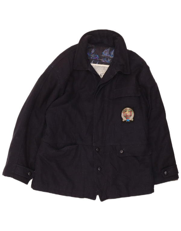 Vintage Ανδρικό Κοντό Πανωφόρι UK 40 Large Navy Blue Wool
