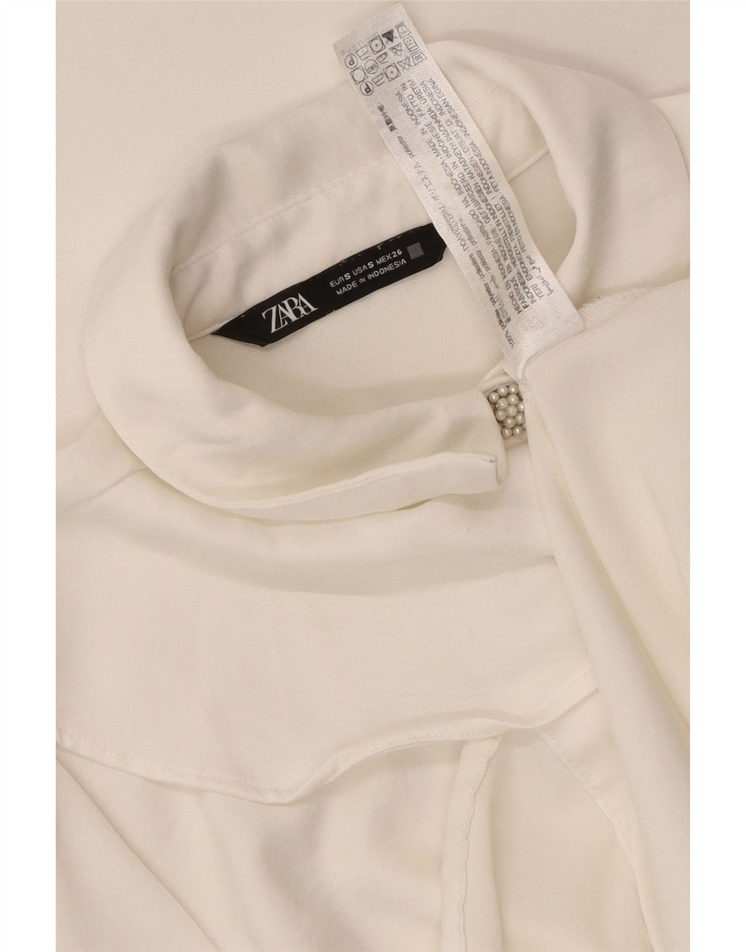 ZARA Γυναικείο πουκάμισο βολάν μπλούζα UK 10 Small White Polyester