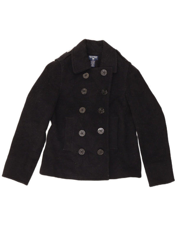Ralph Lauren Γυναικείο παλτό μπιζελιού UK 14 μεσαίο μαύρο μαλλί