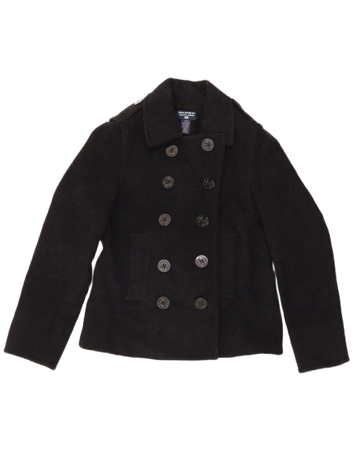 Ralph Lauren Γυναικείο παλτό μπιζελιού UK 14 μεσαίο μαύρο μαλλί