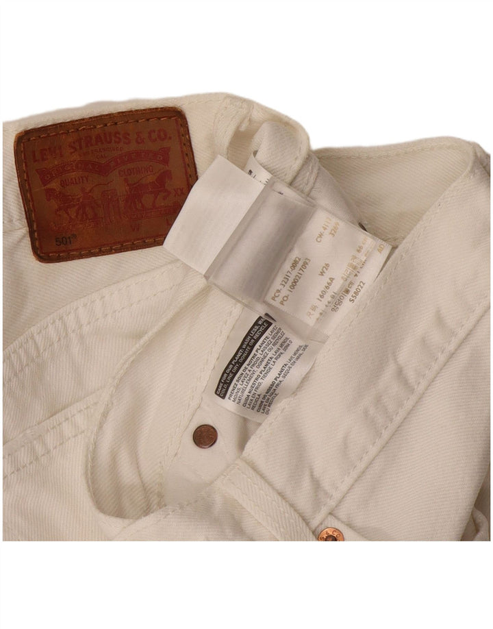 Levi's Womens 501 Distressed τζιν σορτς W26 μικρό λευκό βαμβακερό